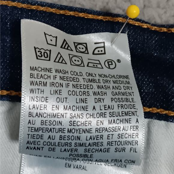 Levi's 501 Jeans Dark Blue Wash Button Fly Size 42 x 32 Cotton & Elastane blend - Picture 7 of 8